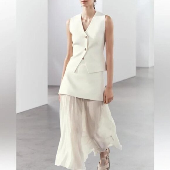 ZARA MIXED PLEATED KNIT SKIRT - Picture 3 of 6